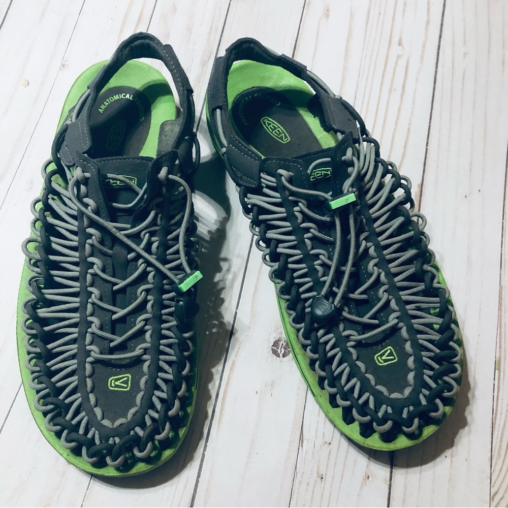 Keen Uneek Grey and Green Paracord Sport Sandals Water Shoes sz 11.5 US 45 EU - Picture 3 of 10